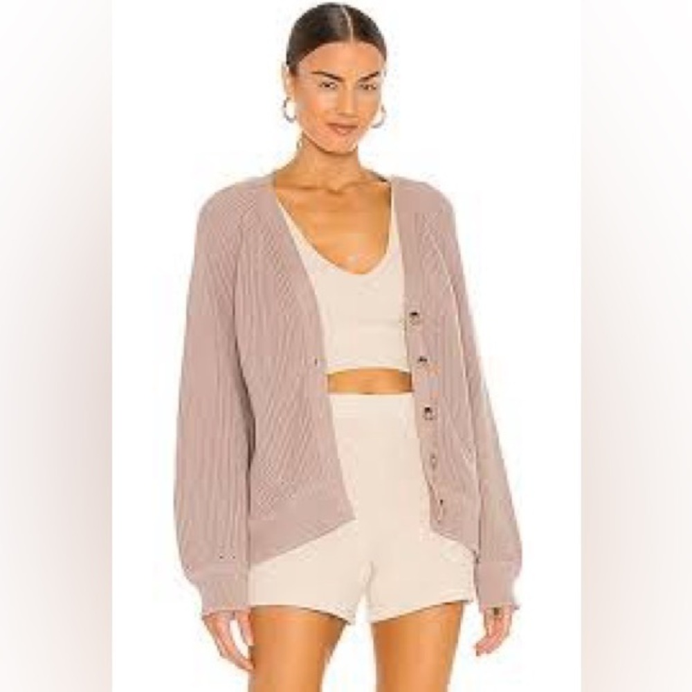 Weekend Stories Angelina Cotton Cashmere Blend Cardigan Sz Medium Mocha Tan
